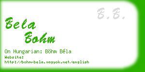 bela bohm business card